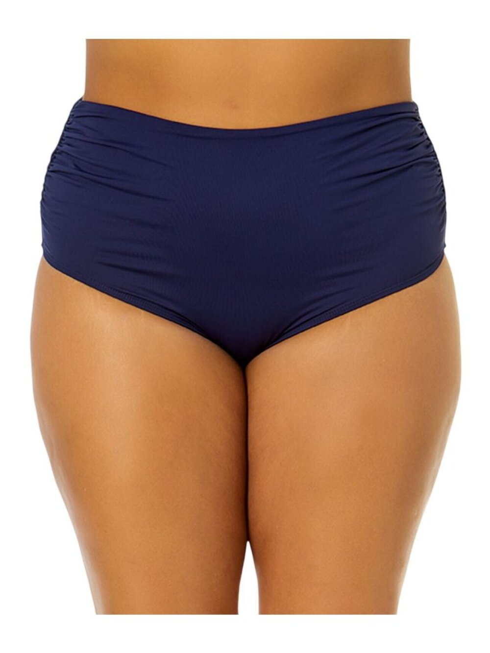 NWT Anne Cole High-Waist Shirred Bikini Bottom Navy Blue 18W